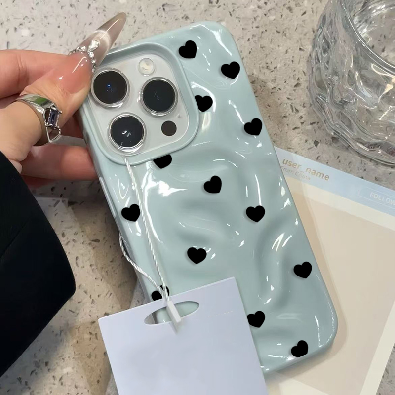 Phone Cases Cute Iphone 14 - Эстетичный милый черный противоударный чехол с