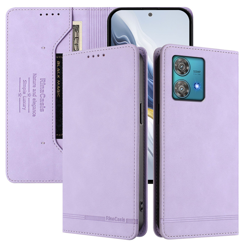 Phone Cases Motorola Edge 2025 - Кожаный противоугонный флип-чехол в стиле ретро