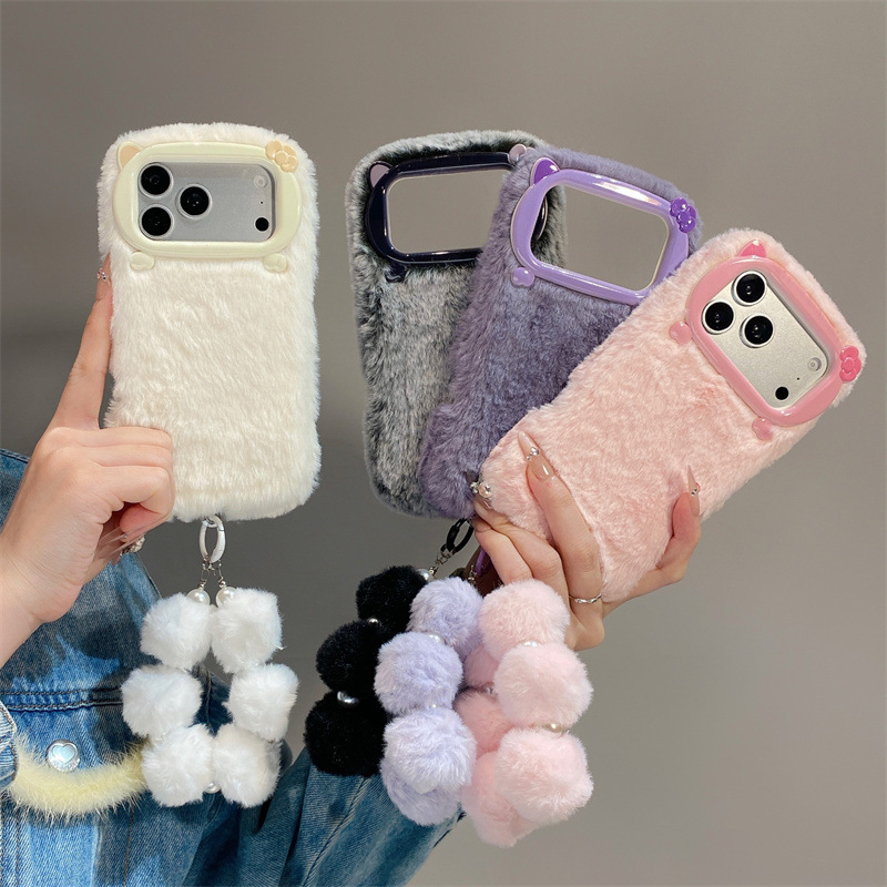 Phone Cases Iphone - Роскошный однотонный плюшевый чехол для iPhone
