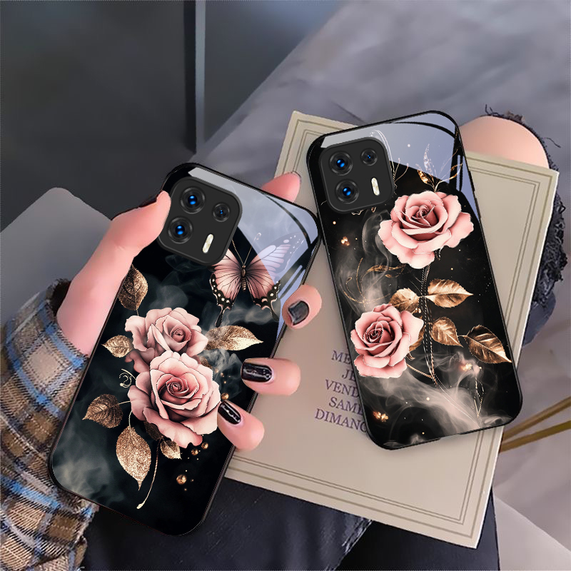 Phone Cases Motorola - Стеклянный чехол для телефона Butterfly Love